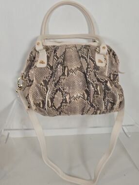 Jenrigo Python-Print Satchel Handbag in Beige